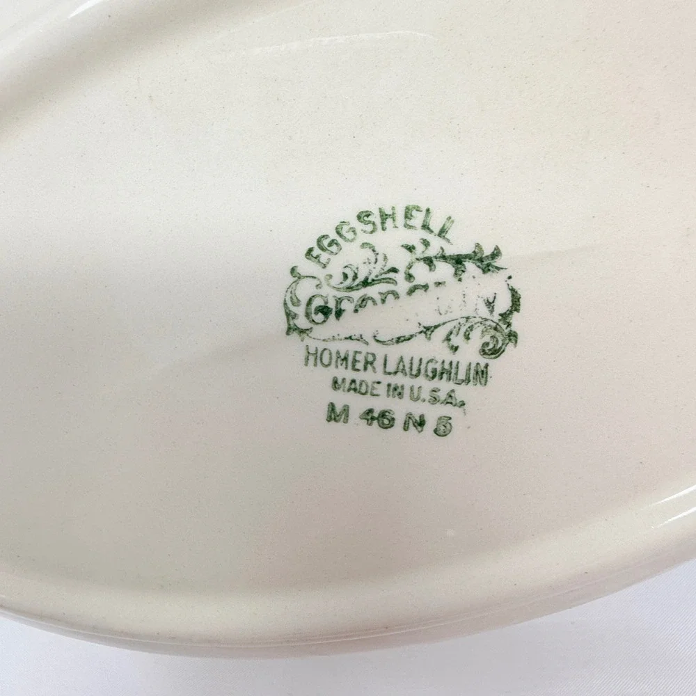 Homer Laughlin Eggshell Georgian Oval Vegetable Bowl Blue Gold Floral 9 1/4